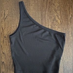 shein one shoulder tank top black size xs